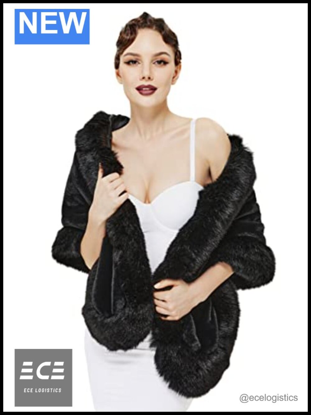 Faux Fur Shawl Wrap Cape for Women Winter Coat Collar Scarf